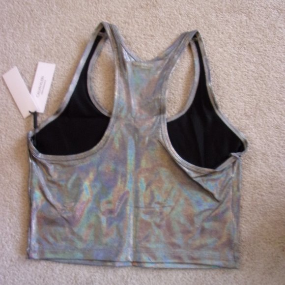 Women’s Calvin Klein Performance Cropped Tank Top Size Large Luster Silver - Picture 9 of 11